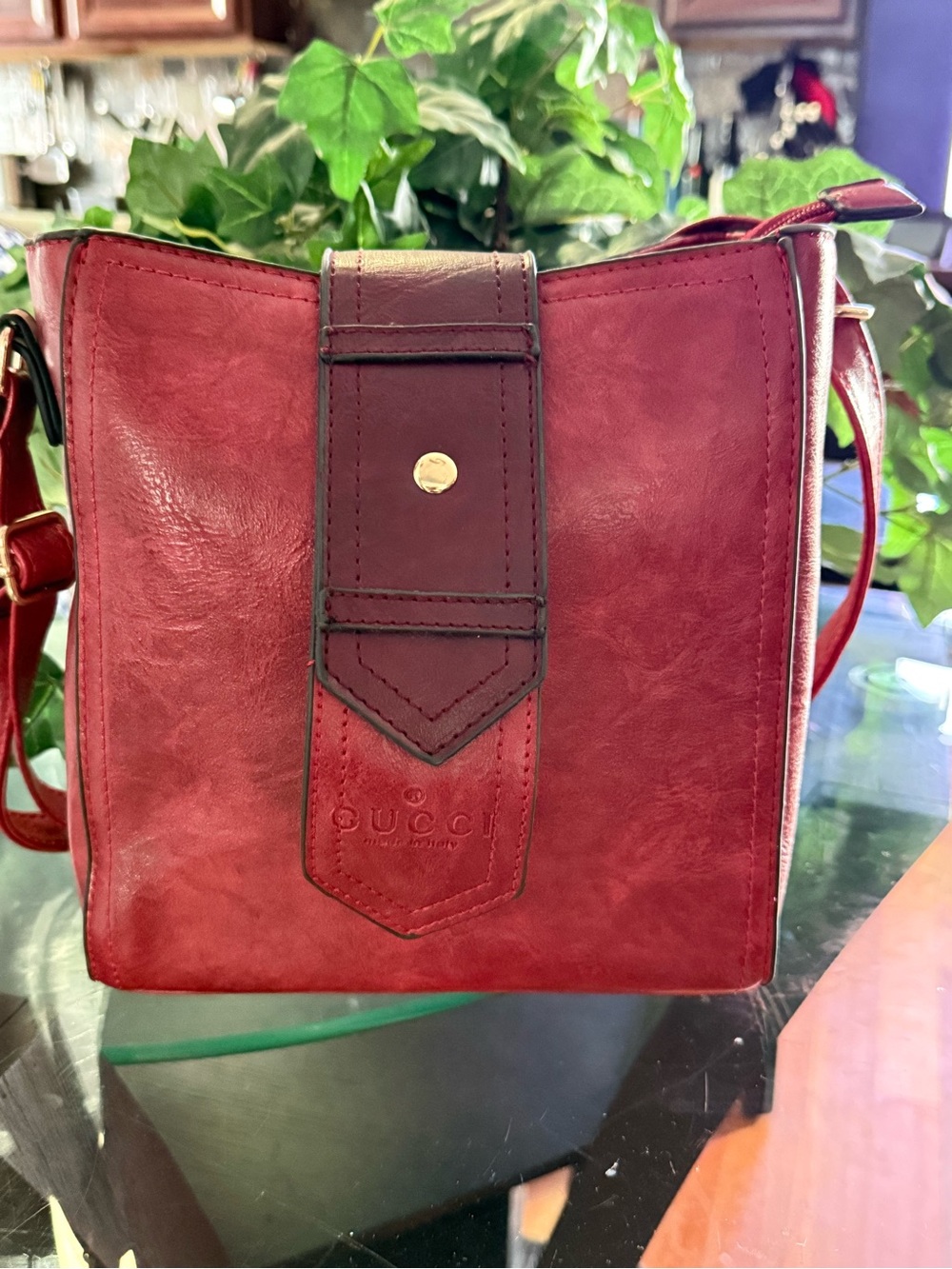 Gucci Burgundy Red Leather Crossbody Bag